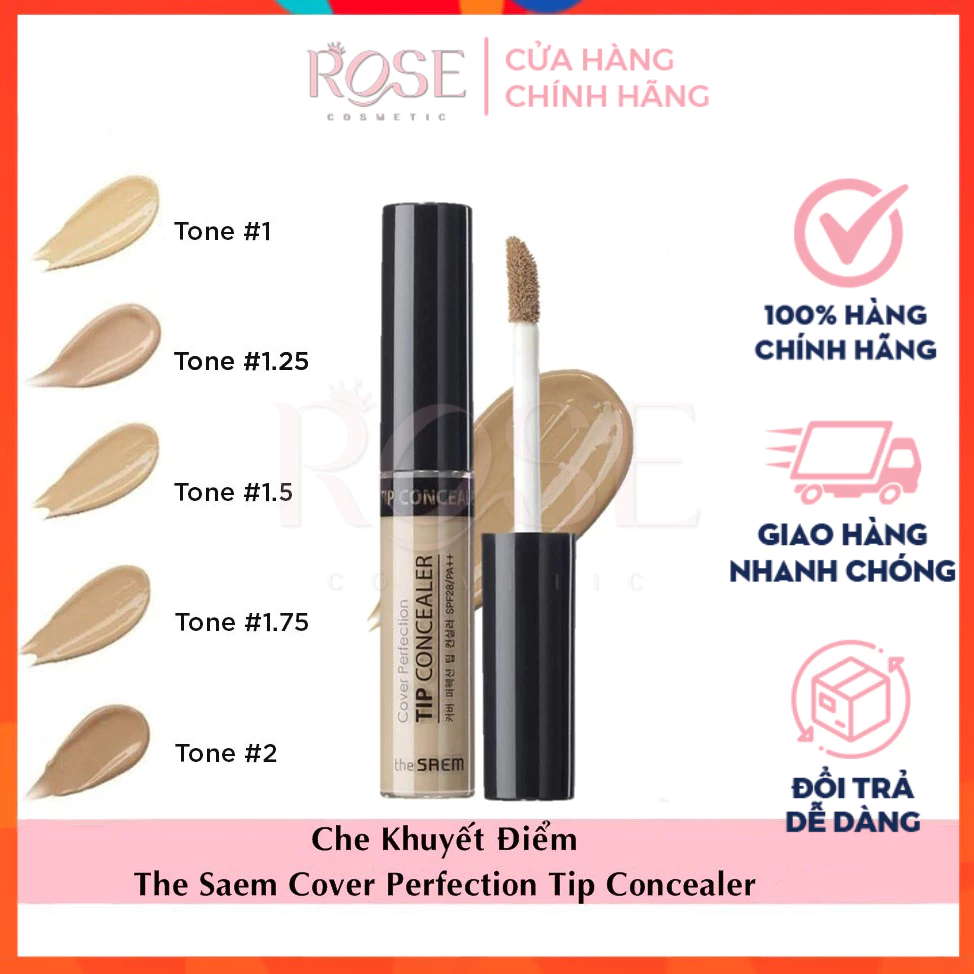 Kem che khuyết điểm THE SAEM ⚡[CHÍNH HÃNG]⚡ Cover Perfection Tip Concealer Spf28 PA++ CKĐ quốc dân