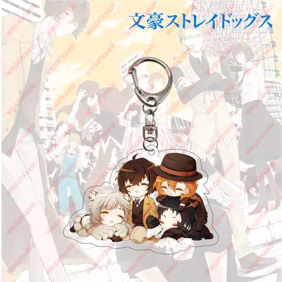 Móc khoá Anime Bungou Stray Dogs Dazai Osamu Nakahara Chuya Dễ thương cute chibi trang trí móc chìa khoá balo