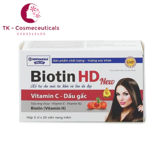 (CHÍNH HÃNG) Viên Uống Biotin HD Giúp Cho Mái Tóc Khỏe Và Làn Da Sáng - Hộp 100 Viên