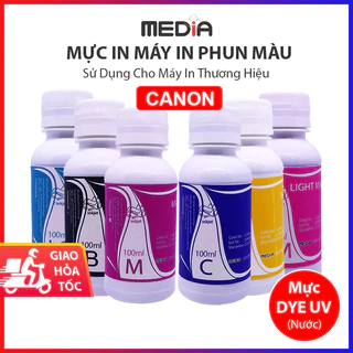 Mực In Phun Màu Canon Media, DYE UV (Nước) Chai 100ml, Dùng Cho Máy In Phun Màu Canon Chi Phí In Rẻ