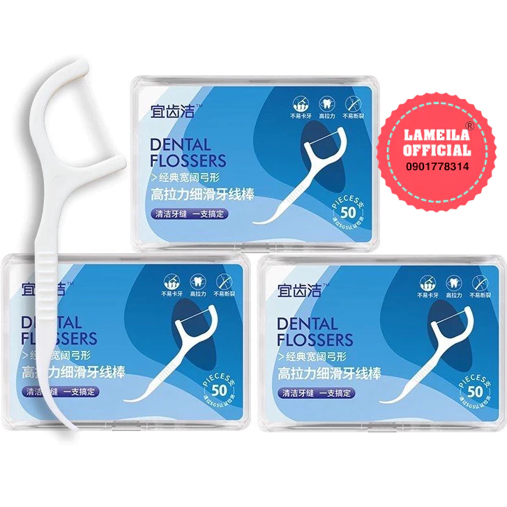 Tăm chỉ nha khoa hộp 50 Cây Dental Flossers tăm chỉ vệ sinh răng miệng P0377