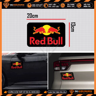 Tem Dán Xe Ô Tô Thiết Kế Red Bull | STOT-09 | Sticker Oto Xe Hơi Dán Sườn Kính Lái Cửa Xe Cản Sau... Chống Nước Bền Đẹp