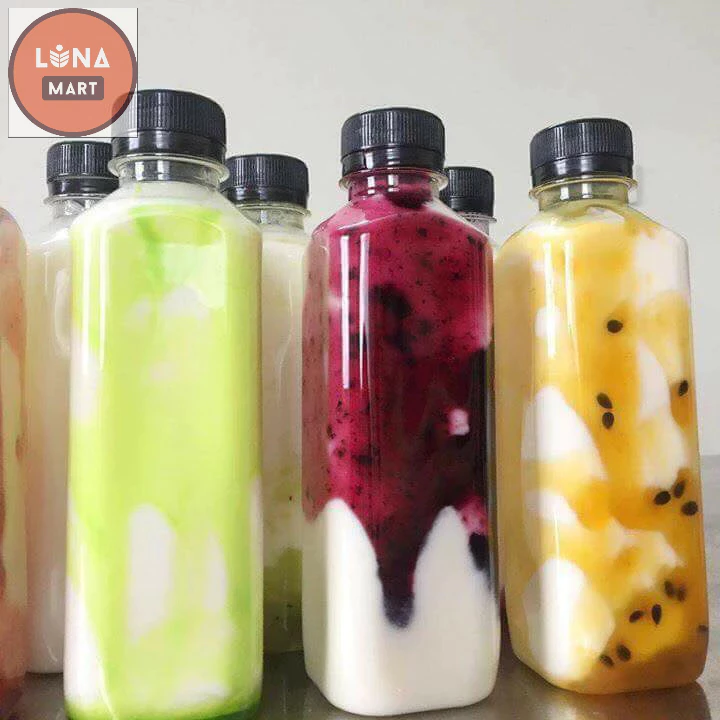 Free ship - 99+1 Chai nhựa vuông 330ml Kèm Nắp đựng trà sữa, chè dưỡng nhan