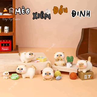 Đồ chơi giải trí BLIND BOX - Hộp Mù  tượng mô hình mèo để bàn mini dễ thương Mèo Xiêm Đậu Đinh