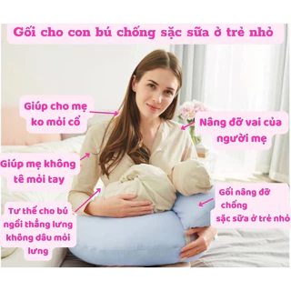 Gối cho bé bú chống sặc sữa cho bé( có cúc bấm điều chỉnh theo vòng eo của mẹ)