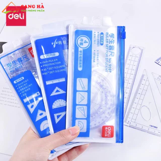 Bộ dụng cụ thước học sinh Deli, 4 dụng cụ - E9597