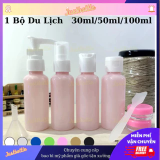 Bộ Chai Lọ Chiết Mỹ Phẩm Du Lịch 4 Món 8 Món 30Ml 50Ml 100Ml Có Túi 🍀 Vỏ Nhựa Pet Triết Mĩ Phẩm Giá Rẻ