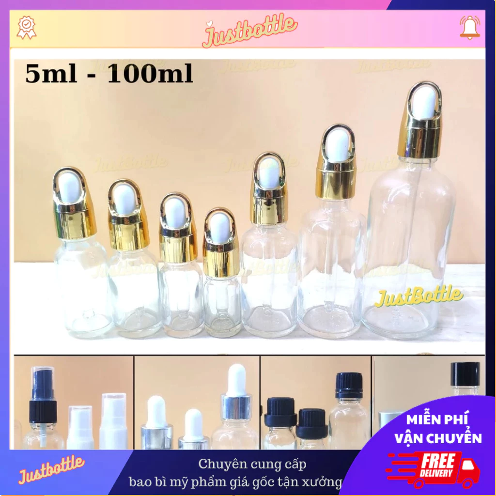 Lọ Chiết Serum Trong 5Ml 10Ml 15Ml 20Ml 30Ml 50Ml 100Ml Xịt Mũi Bóp Nhỏ Giọt Phun Sương Nắp Vặn/Chai Tinh Dầu Mỹ Phẩm