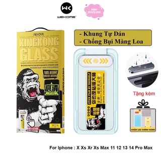 Kính Cường lực KingKong tự dán kèm Khung Chống bụi màng loa Chống vân tay WK Wekome lPhone WTP-034 X 11 121 13 14 15