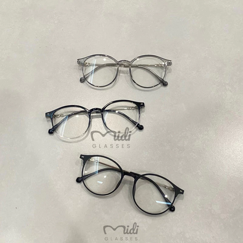 Kính nhựa form tròn càng kim loại bọc nhựa cách điệu, tròng UV400 (ombre2)