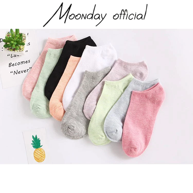 Tất nữ cổ ngắn cotton dày dặn nhiều màu sắc chống hôi chân