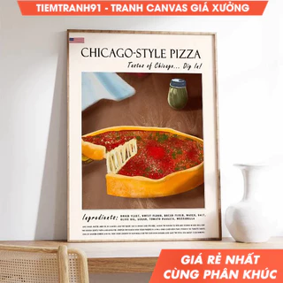 Tranh treo tường, Chicago Pizza Poster, Food Poster, Food Art, Kitchen Decor, Kitchen Art, Food and Drink Poster.