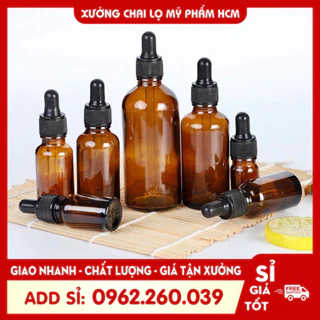 Lọ Chiết Serum 🏵️ Lọ Thủy Tinh Nắp Bóp Nhỏ Giọt Khoen Đen 15ML/20ML/30ML Thiết Kế Nhỏ Gọn,  Chiết Mỹ Phẩm Du Lịch