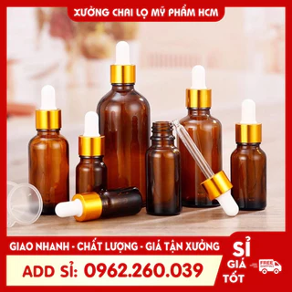 Lọ Chiết Serum 🏵️ Lọ Đựng Tinh Dầu Thủy Tinh Nắp Bóp Nhỏ Giọt Khoen Vàng 15ML/20ML/30ML Dùng Dựng Tinh Dầu, Tế bào gốc