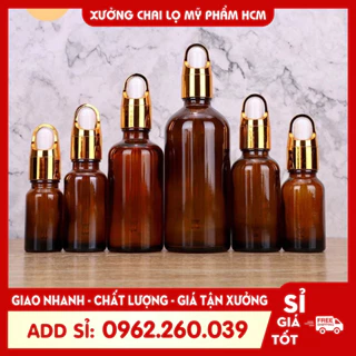 Lọ Chiết Serum 🏵️ Lọ Chiết Mỹ Phẩm Thủy Tinh Nắp Bóp Quai Xách  Nhỏ Giọt Khoen Vàng 50ML/100ML  Đựng Tinh Dầu, Serum