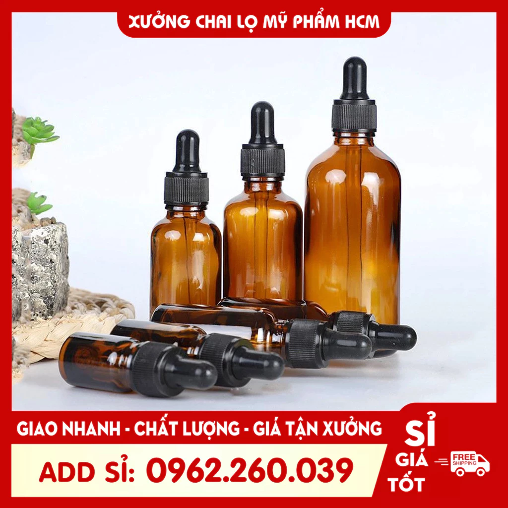 Lọ Chiết Serum 🏵️ Lọ Chiết Mỹ Phẩm Thủy Tinh Nắp Bóp Nhỏ Giọt Khoen Đen Sọc 50ML/100ML Dùng Đựng Tinh Dầu,, Kem Dưỡng