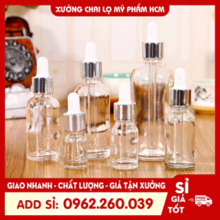 Lọ Chiết Serum 🏵️ Lọ Chiết Mỹ Phẩm Thủy Tinh Nắp Bóp Nhỏ Giọt Khoen Bạc 50ML/100ML Dùng Đưng Tinh Dầu,, Kem Dưỡng