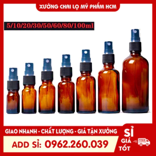 Chai Xịt Phun Sương Thủy Tinh 5ml/10ml Dùng Chiết Tinh Dầu, Chiết Mỹ Phẩm - Lọ Thủy Tinh - Chai Lọ Mỹ Phẩm