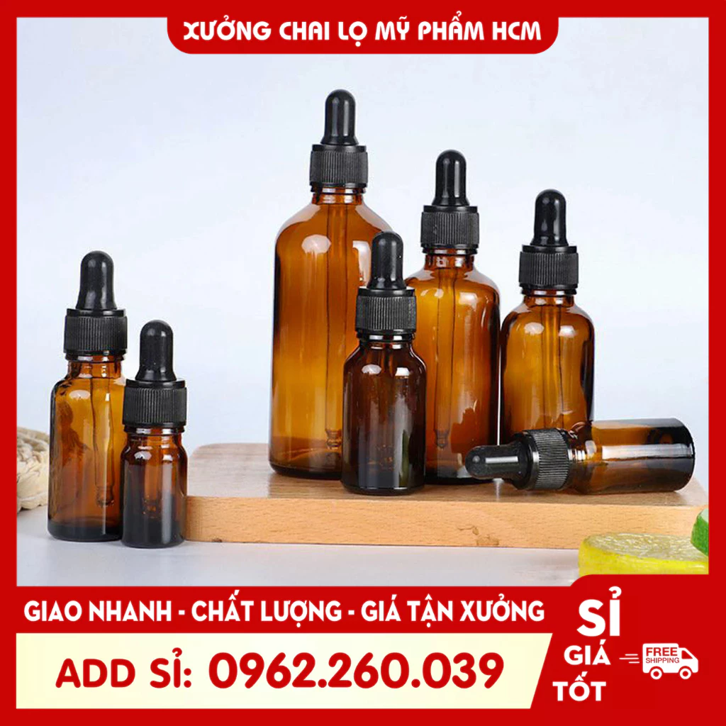 Lọ Chiết Serum 🏵️ Lọ Chiết Mỹ Phẩm Thủy Tinh Nắp Bóp Nhỏ Giọt Khoen Trắng Sọc 5ML/10ML Dùng Đựng Tinh Dầu, Serum