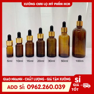 Lọ Chiết Serum 🏵️ Lọ Chiết Mỹ Phẩm Thủy Tinh Nắp Bóp Nhỏ Giọt Khoen Vàng 5ML/10ML Dùng Đựng Tinh Dầu, Serum