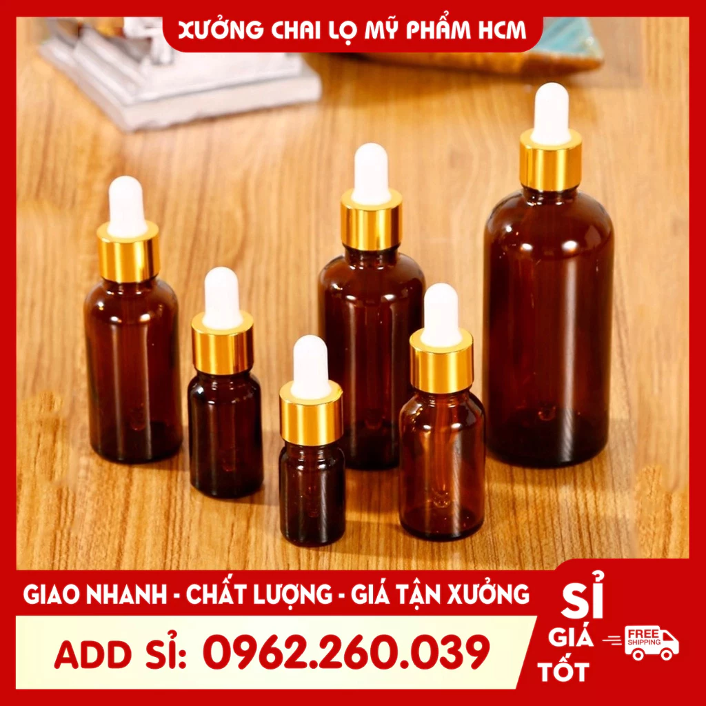 Lọ Chiết Serum 🏵️ Lọ Đựng Tinh Dầu  Nắp Bóp Nhỏ Giọt Khoen Vàng 50ML/100ML Thiết Kế Nhỏ Gọn,  Chiết Mỹ Phẩm Du Lịch