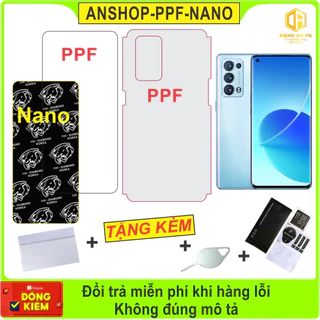 Miếng dán PPF-NANO Oppo Reno 6 4G-6 5G-Pro-6Z dán màn hình - dán lưng