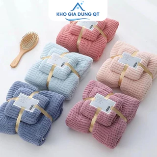 Khăn Tắm Lông Cừu Cao Cấp, Bộ 2 Khăn 35x75cm và 70x140cm – Chất Liệu Cotton Siêu Mềm , Siêu Thấm Hút