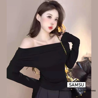 Áo trễ vai nữ phong cách Hàn Quốc chất gân trung dày dặn mặc thu đông Samsu.clothing_saigon