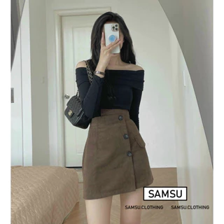 Áo len trễ vai xinh xắn chất thun gân co dãn phong cách Hàn Quốc Samsu.clothing_saigon