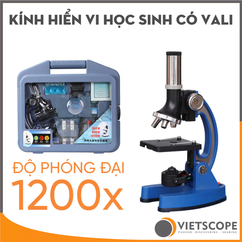 Bộ Kính Hiển Vi Có Vali - 1200x Dành Cho Học Sinh - Quà Tặng Khoa Học