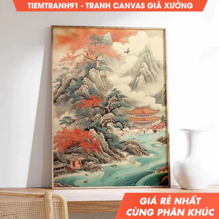 Tranh treo tường, Chinese Vintage Art, Chinese Art, Vintage Art, Oriental Art, Asian Decor, Landscape Art, Floral Art.