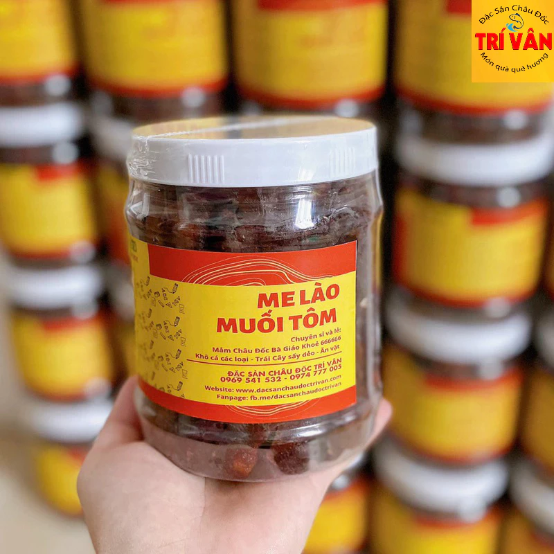 Me Lào Sấy Kèm Muối Tôm Hủ 500g Hộp Me Lào Tách Vỏ Đặc Sản Châu Đốc Trí Vân - TV12