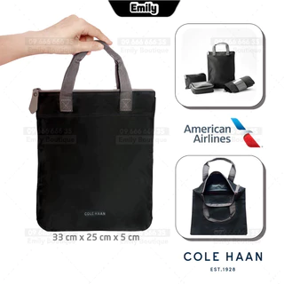 Túi Cole Haan cho hạng thương gia American Airlines dáng tote vải chống nước khóa kéo zip