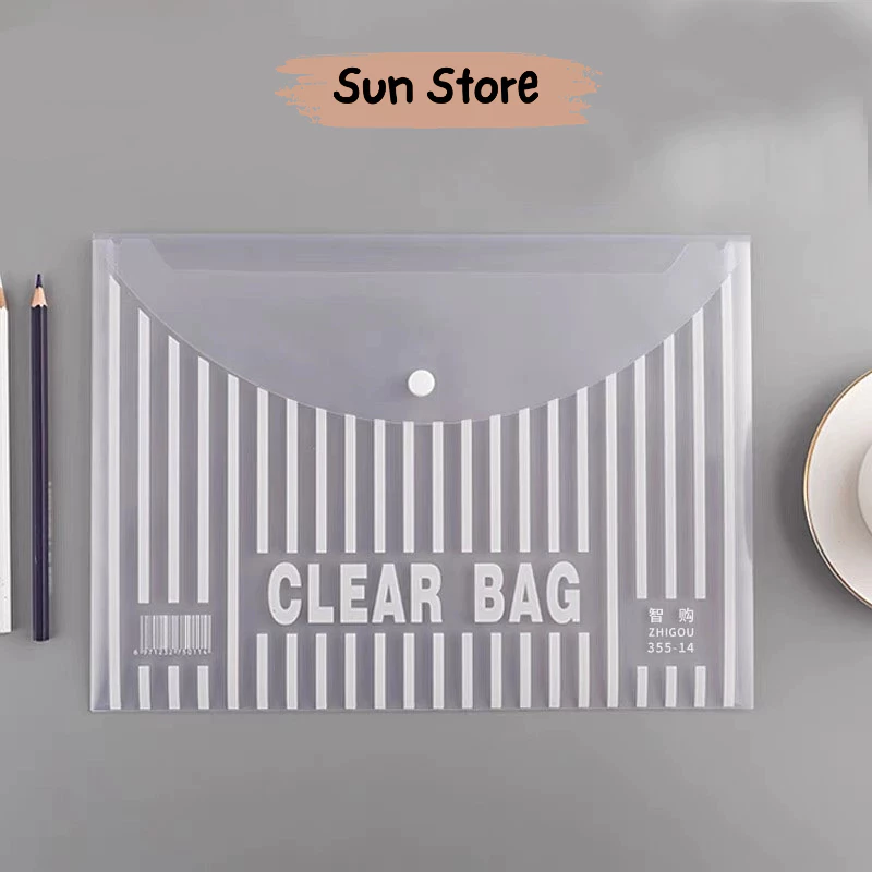 Túi clear bag túi đựng hồ sơ tài liệu văn phòng A4 trong suốt loại dày đẹp - Sun Store
