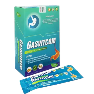 GASVITCOM đầy bụng- khó tiêu- ợ hơi- ợ chua- đau thượng vị- trào ngược Hộp 24 gói*10ml- Châu Ngân Pharma