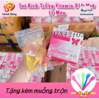 SET KÍCH TRẮNG VITAMIN X10 MYÔ  Kích Trắng Mạnh Gấp 10 lần,tặng kèm muỗng