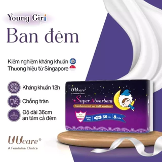 Băng vệ sinh UUcare Singapore Young Girl ban đêm 36cm 8 miếng (Bao gói kín khi giao hàng)