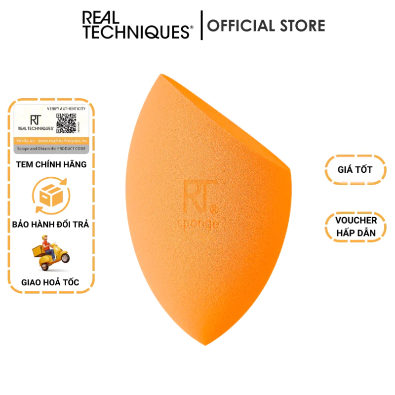 Mút trứng cam mẫu mới Real Techniques miracle complexion sponge (không hộp)