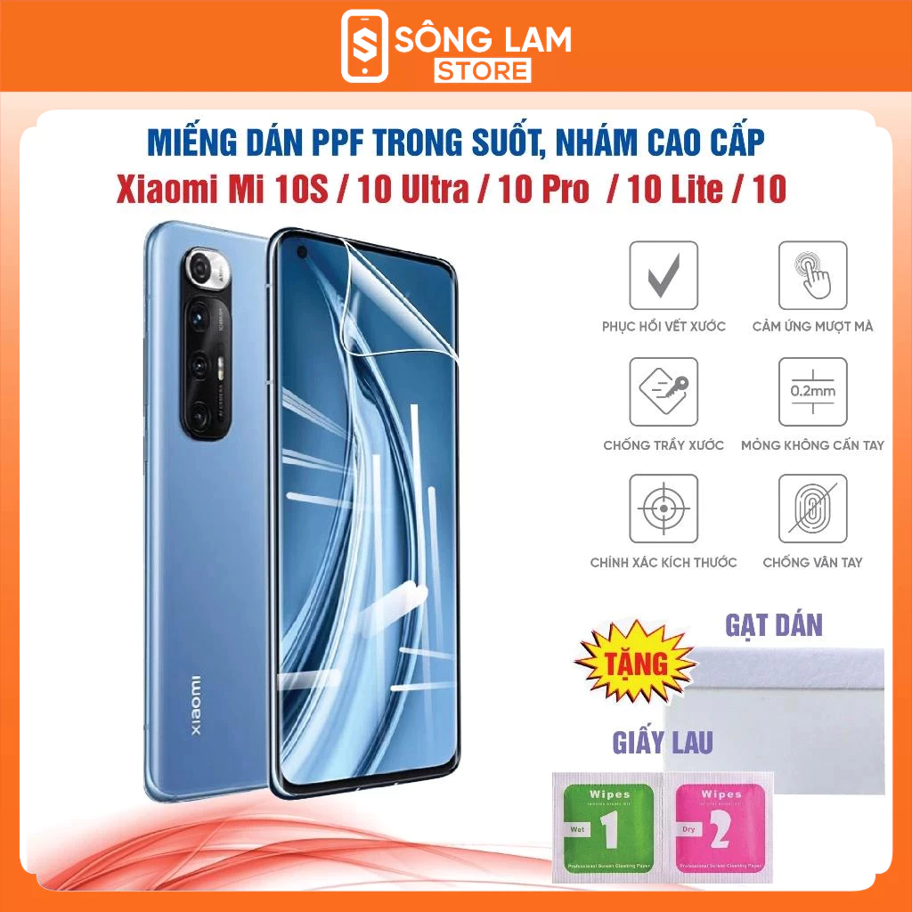 Dán PPF Xiaomi Mi 10S 10 Ultra 10 Pro 10 Lite 10  bảo vệ màn hình chống vân tay tự phục hồi vết xước - Sông Lam Store