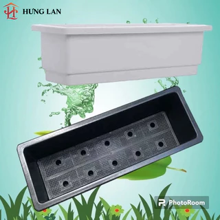 Chậu nhựa trồng cây  48 x 20 x 16cm có đế lót chống úng cây loại 1, màu đen và trắng