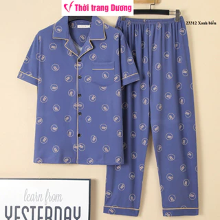Bộ pyjama nam cho Bố ngắn tay quần dài vải cotton mềm mại dành cho người trung tuổi NG2331 - Thời Trang Dương  Thời Tran