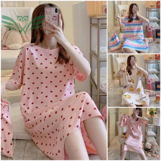 váy ngủ ❤️FREESHIP❤️ Váy ngủ , đầm ngủ dáng suông chất cotton hoạ tiết hoạt hình dễ thương