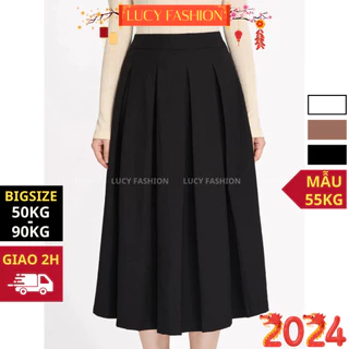 Chân váy xếp ly bigsize nữ đi tiệc, đi chơi size 50-90kg, chất vải cotton bền đẹp, chân váy bigsize xếp ly kiểu midi