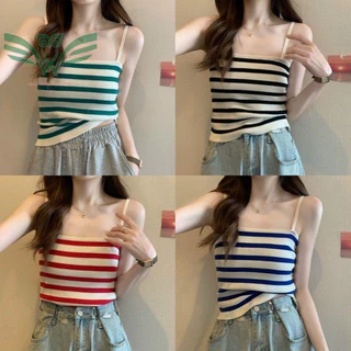 Áo 2 Dây Nữ - Croptop Thun Len Kẻ Ngang siêu đẹp