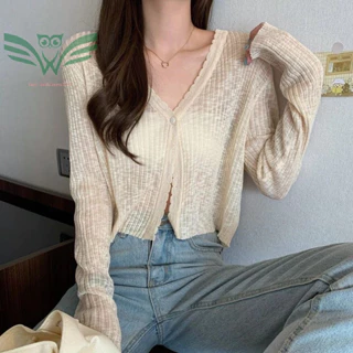 Áo khoác cardigan len tăm mỏng mùa hè 70068 năm nay