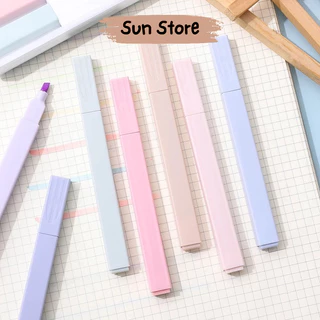 Set 6 bút highlight Pastel hình vuông nhiều màu đánh dấu nhớ dòng tiện lợi đa năng - Sun Store