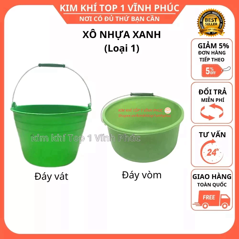 Xô Xách Vữa, Đựng Đồ Đựng Nước, Tưới Cây,  Có Quai  Kích Thước 28x16Cm Loại 1