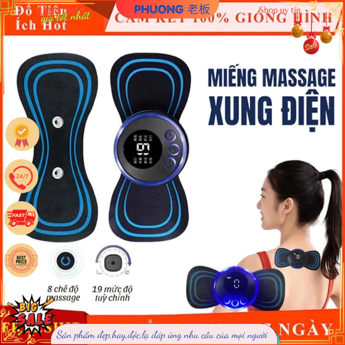 Miếng Dán Massage Xung Điện Máy Massage Toàn Thân 8 Chế Độ-19 Cường Độ Giảm Đau Nhức Hiệu Quả ocp