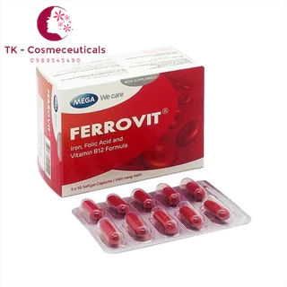 Viên Uống Ferrovit Bổ Sung Sắt, Acid Folic, Vitamin B12 Giúp Hỗ Trợ Thiếu Máu Do Thiếu Sắt - Hộp 50 Viên