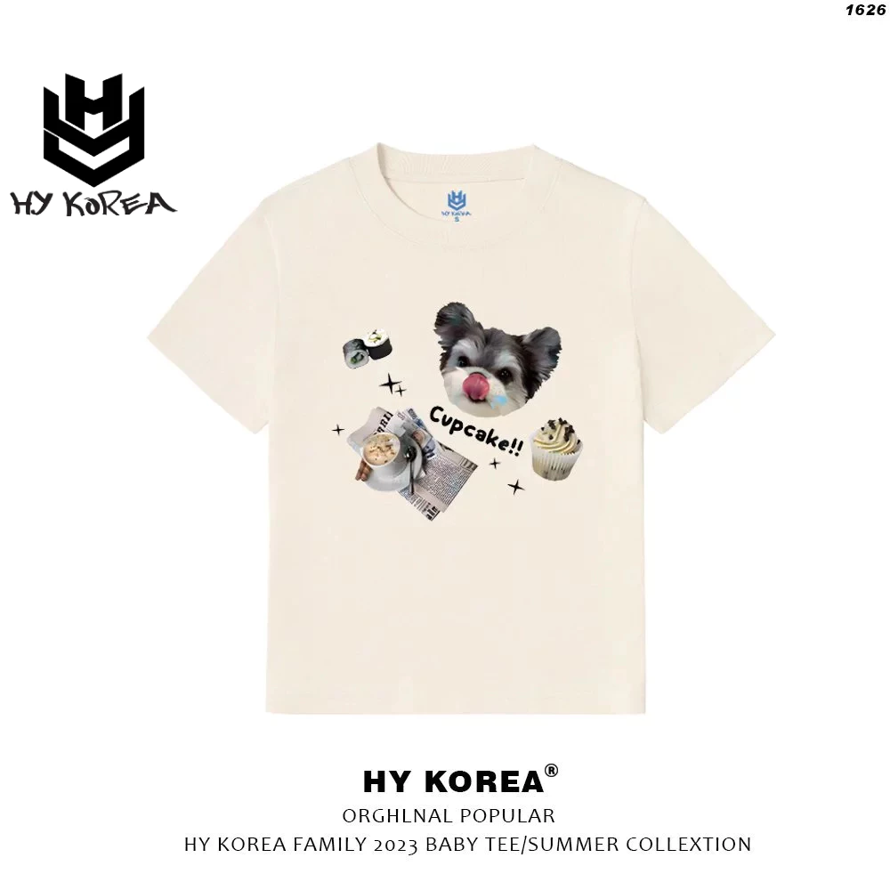 Áo baby tee HY KOREA Dog Cupcake 1626 vải cotton cổ tròn in graphic